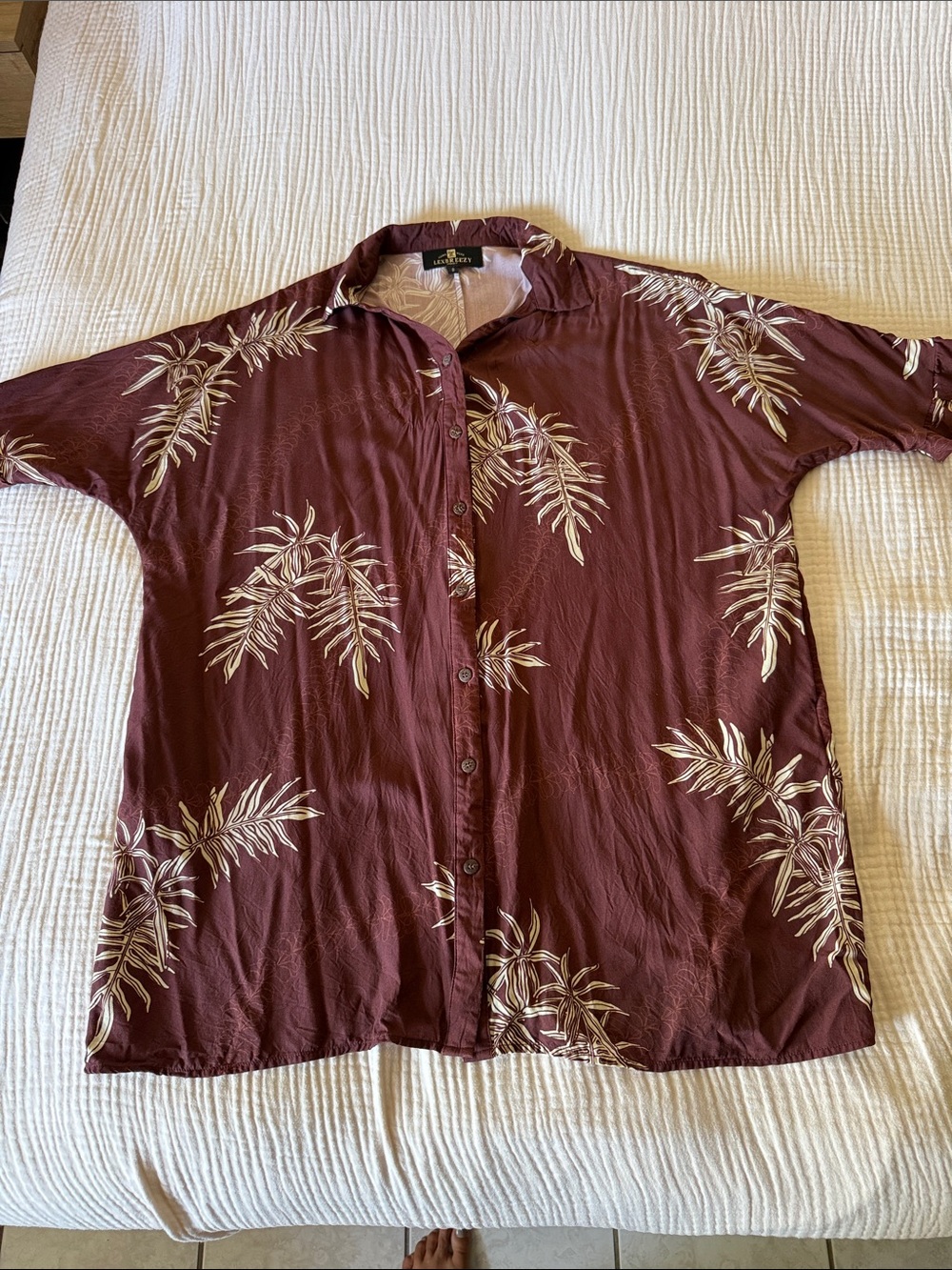 Lex Breezy Aloha Short-Sleeve Button-Down dress in Lauae Brown